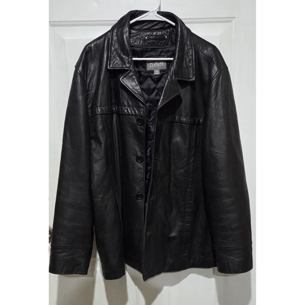 Wilsons Leather Jacket Coat Mens XL Black 90s Y2K Vintage M. Julian Biker